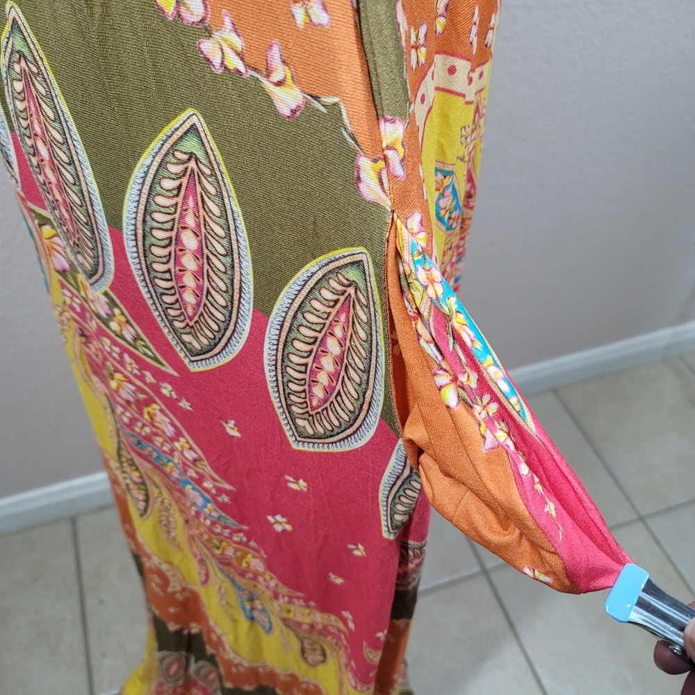 Agua Bendita Maxi Dress Womens Multicolor Paisley Smocked Leandra Lula NWT Small - Picture 13 of 14
